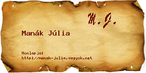 Manák Júlia névjegykártya